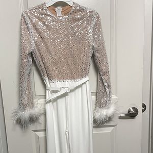 Sequined Jumpsuit/White/Large